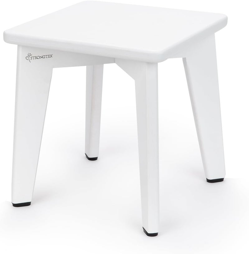 StrongTek Bamboo Step Stool for Kids and Adults, Sturdy and Versatile Short Foot Stool for Bathroom, Kitchen, Bedroom, Compact 10-inch Small Wood Stool, Plant Stand (White) - Image 1